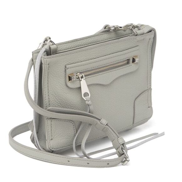REBECCA MINKOFF Regan Leather Crossbody Bag,‎ Travel, Color: Gray (Perla), NEW - Picture 5 of 16